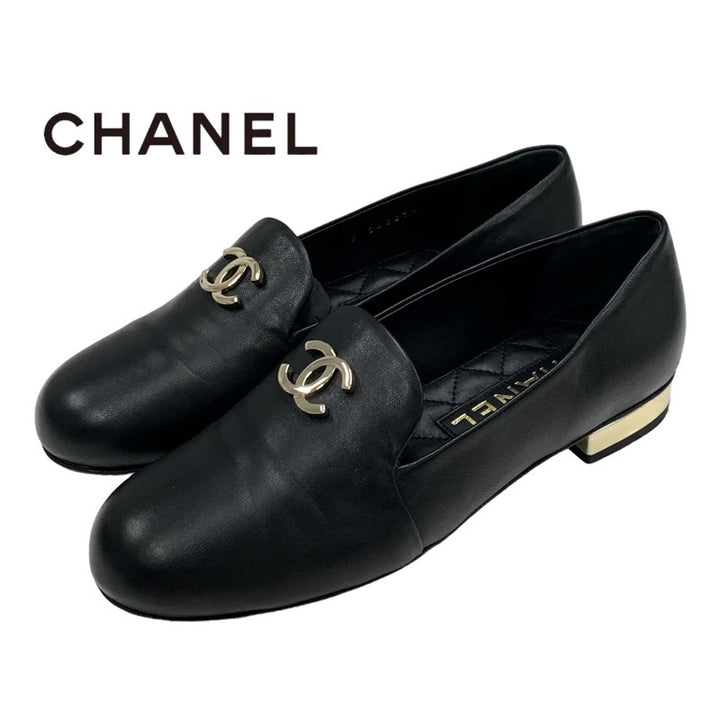 シャネル CHANEL ローファー 革靴 靴 シューズ ラムスキン ブラック 黒