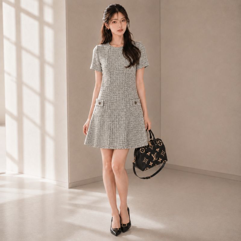 ルイヴィトン LOUIS VUITTON ワンピース コットン グレー