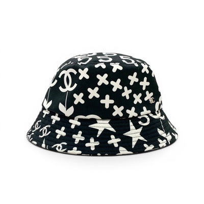 シャネル CHANEL ハット コットン ブラック ホワイト バケットハット