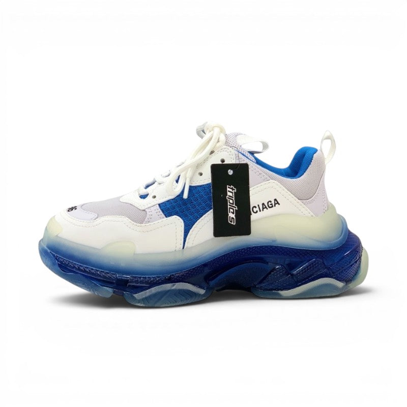 m62【未使用級•鑑定済】バレンシアガ トリプルS 37 紺×白　替え紐付き バレンシアガ BALENCIAGA トリプルS スニーカー 靴 シューズ メッシュ